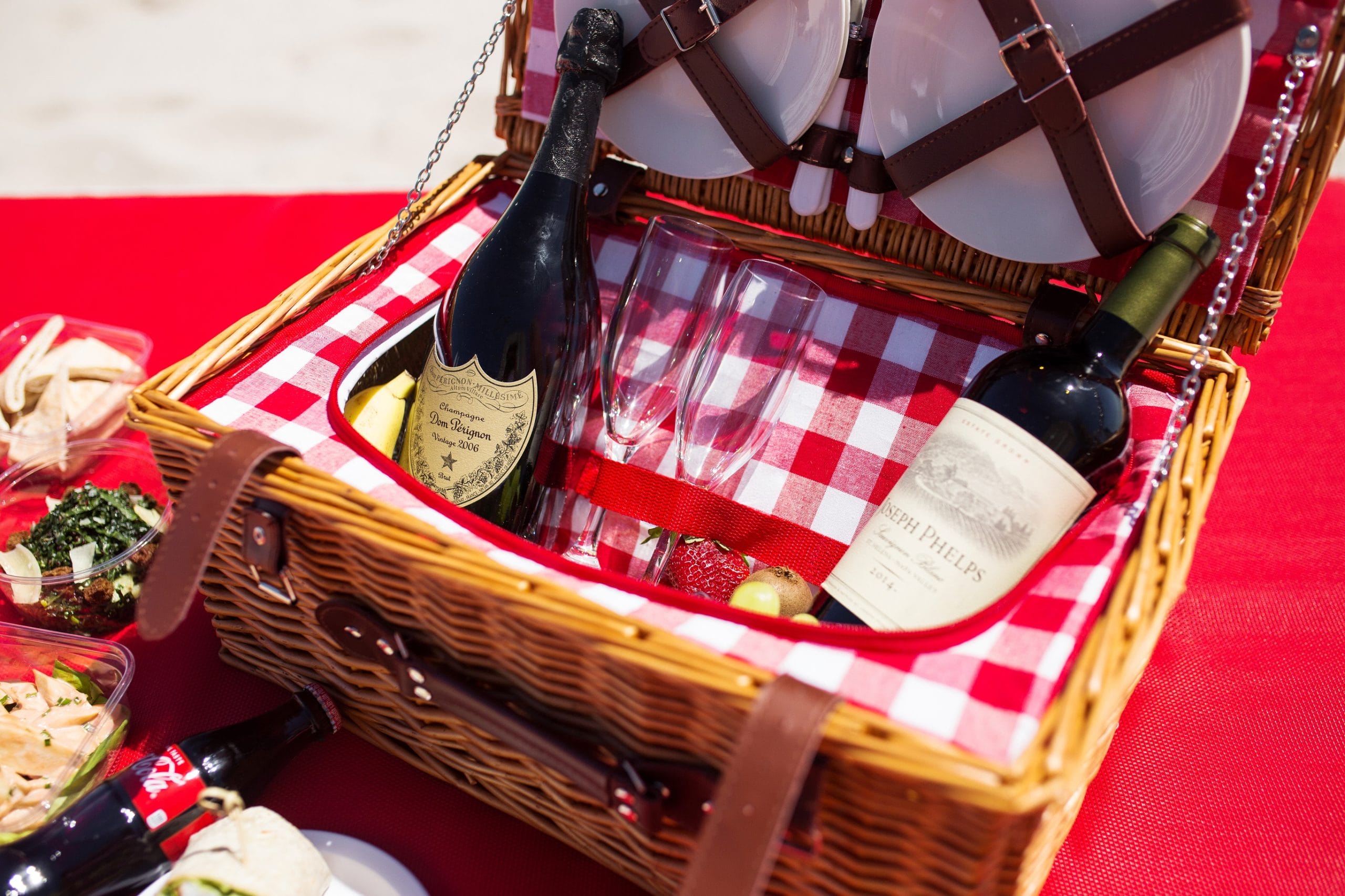 Picnic Basket with Champagne Bottle
