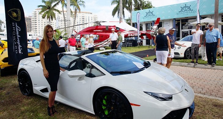 Luxury cars at the Fort Lauderdale International Boat Show.