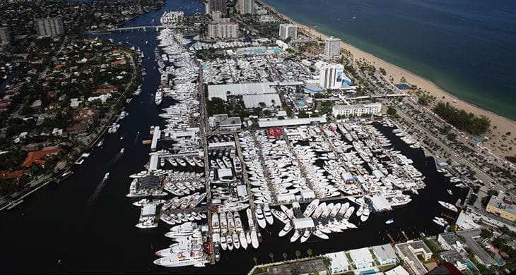 Fort Lauderdale International Boat Show from above.