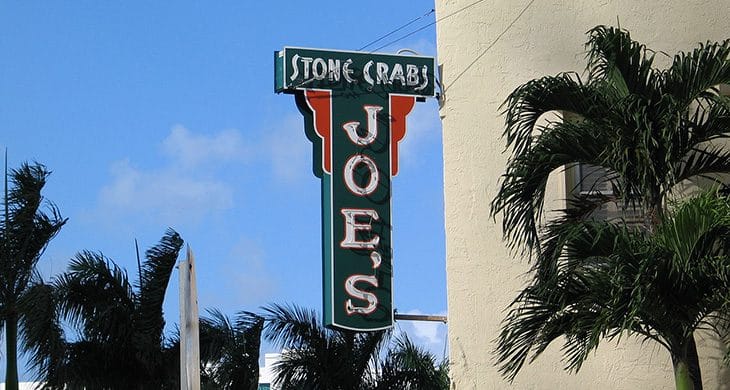Joe's Stone Crab exterior in Miami, Florida
