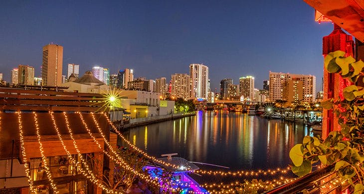 The patio of Seaspice Miami in Miami, Florida