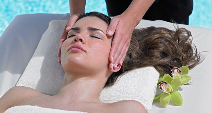 A woman getting skin care treatment at Acqualina Spa in Miami, FL