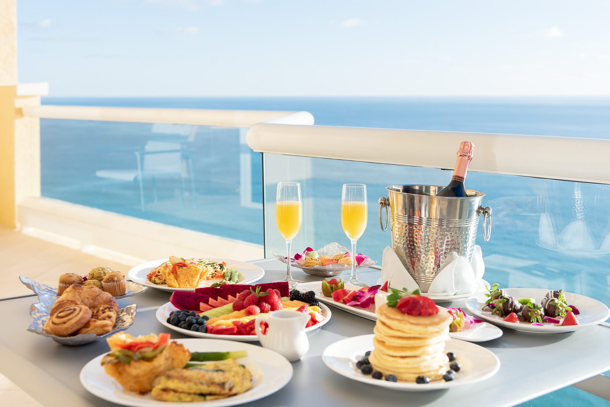 Breakfast on the Balcony with an Ocean View and Champagne