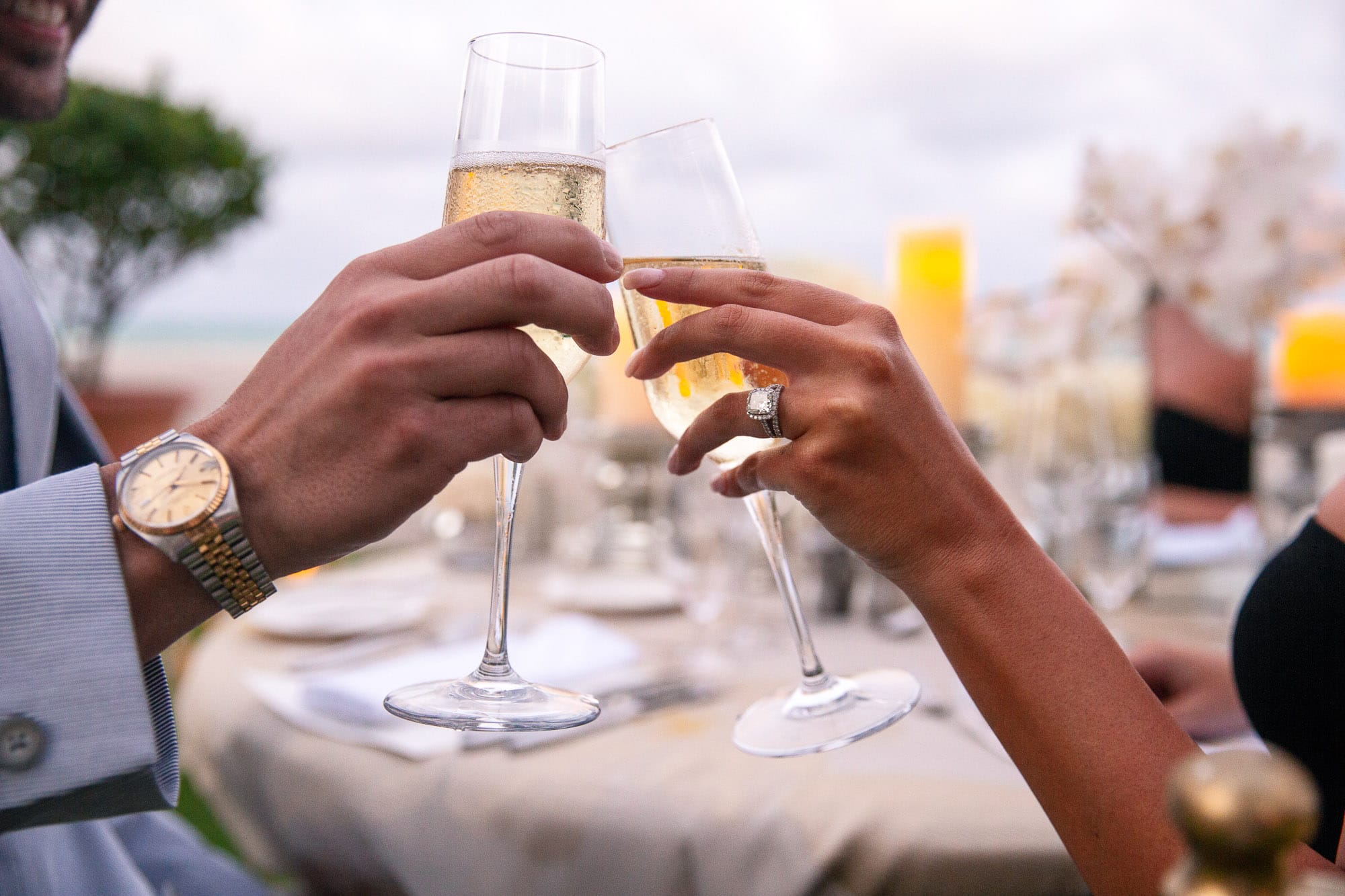 Couple Engagement with Champagne