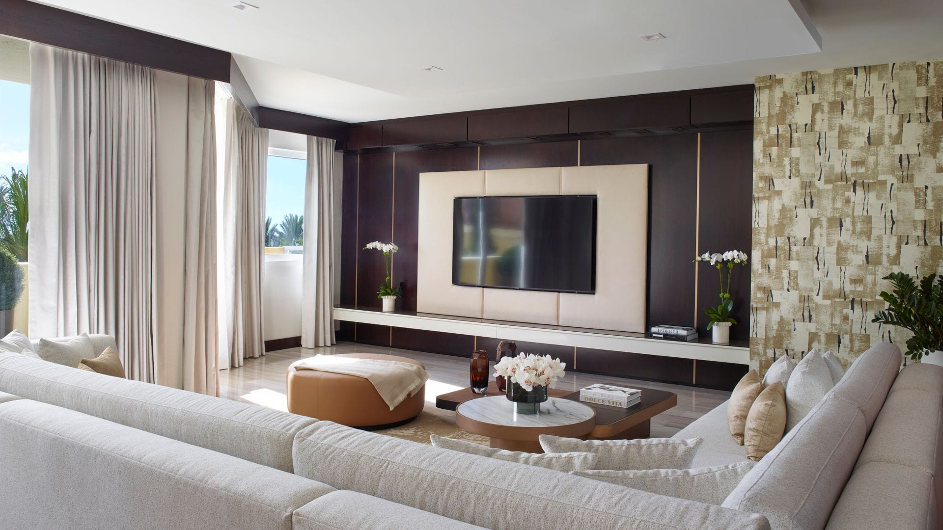 Luxury oceanfront villa suite living room at Acqualina Resort