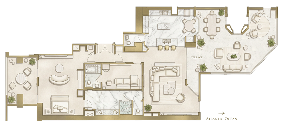 One Bedroom Oceanfront Villa Suite Floorplan