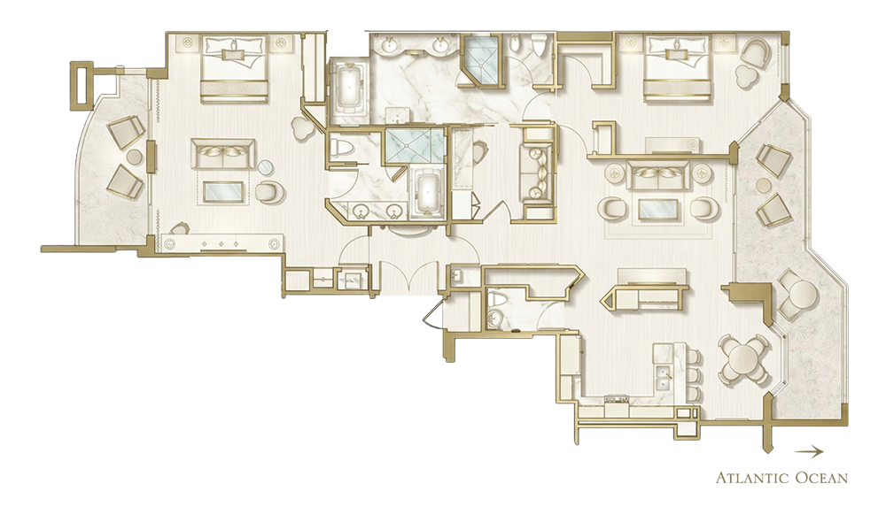 Two Bedroom Oceanfront Suite Floorplan