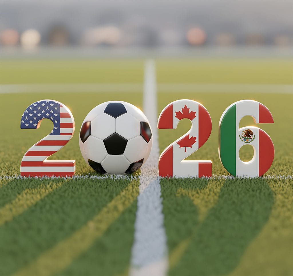 Green Lawn with Soccer Ball and 2026