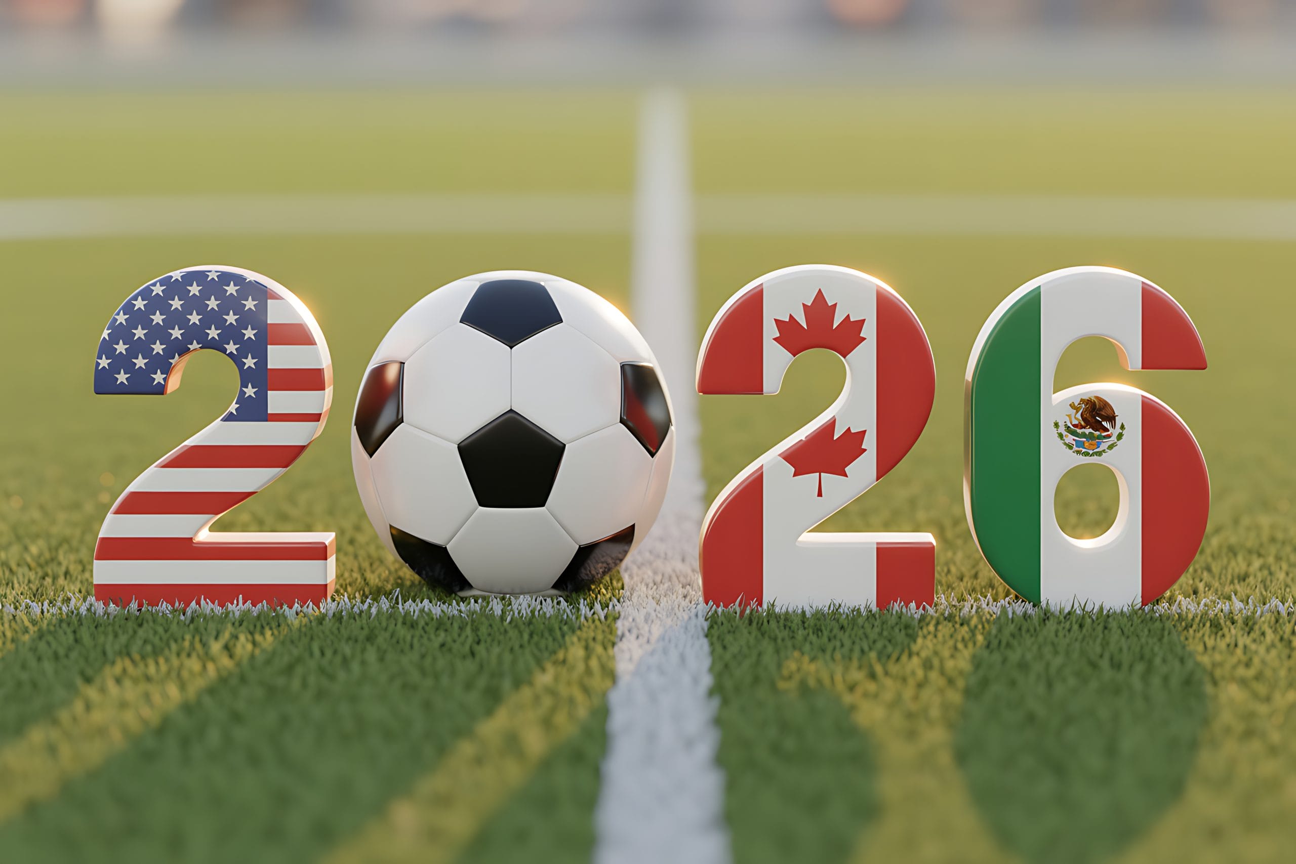 Green Lawn with Soccer Ball and 2026