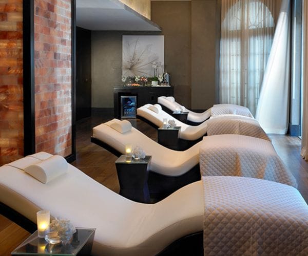 luxury spa relaxation lounge with heated chairs