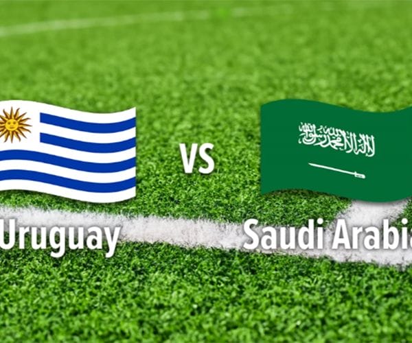 uruguay versus saudi arabia soccer match graphic